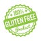 Gluten FREE Product rubber stamp green on a white background.