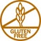 Gluten free sign. Information label with golden color, wheat ear and text.