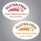 Gluten free symbols on white background. Oval stickers with spikelet.