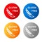 Gluten free symbols on white background. Silhouettes spikelet in a circle button. Red, blue, orange and silver icon.