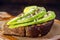 Gluten-free vegan bread toast, with avocado, oats and ground chestnuts. Vegan meal, healthy food