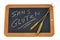 Gluten-free written in French on a school slate