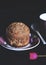 Gluten Freen muffin with dark unsweetened chocolate beans,