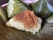 Glutinous rice or pulut is a type of rice that grows a lot in Southeast Asia and East Asia which is served on banana leaves.