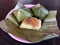 Glutinous rice or pulut is a type of rice that grows a lot in Southeast Asia and East Asia which is served on banana leaves.