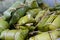 Glutinous rice steamed in banana leaf in steam pot