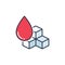 Glycemia vector Sugar in Red Blood Drop concept colored icon