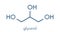 Glycerol glycerin molecule. Produced from fat and oil triglycerides. Used as sweetener, solvent and preservative in food and.