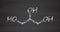 Glycerol (glycerin) molecule. Produced from fat and oil triglycerides. Used as sweetener, solvent and preservative in food and