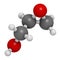 Glycidol molecule. 3D rendering. Atoms are represented as spheres with conventional color coding: hydrogen (white), carbon (grey