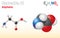 Glycine (Gly, G) amino acid molecule. (Chemical formula C2H5NO2)