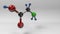 Glycine molecule 3D illustration.