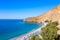 Glyka Nera beach Sweet Water or Fresh Water. View of the remote and famous Sweet Water Beach in south Crete, Greece