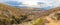 Glymur waterfall in Iceland panorama of gorge behind fall and river leading downwards to lake