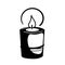 Glyph big candle icon. Holiday celebration relaxation black silhouette concept. Health care Aromatic vector pictogram on