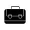Glyph briefcase icon. Office case symbol. School bag button