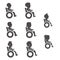 Glyph icons of disabled people in different ages and gender