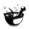 Glyph mortar and pestle icon. Spa, wellness, chemistry, pharmaceutical black silhouette for social media design. Nature