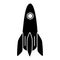 Glyph rocket icon. Spacecraft symbol. Spaceship button.