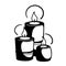 Glyph three candles spa for web design. Holiday celebration relaxation black silhouette concept. Health care Aromatic