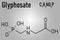 Glyphosate herbicide molecule. Skeletal chemical formula of glyphosate.