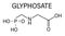 Glyphosate herbicide molecule. Skeletal formula. Chemical structure