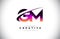 GM G M Grunge Letter Logo with Purple Vibrant Colors Design. Creative grunge vintage Letters Vector Logo