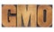 GMO acronym in wood type