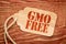 GMO free sign on paper price tag