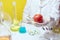 GMO Genetically modified food in lab concept. lab assistant Food safety laboratory procedure, analysing fruits from the market
