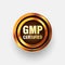 GMP certified gold label, 3d gmp certified logotype