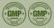 GMP Good Manufacturing Practice, vintage grunge certified round stamp - Vector