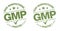 GMP Good Manufacturing Practice, vintage grunge certified round stamp - Vector