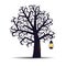 Gnarled Halloween tree with a lantern for the Halloween holiday. Vector illustration