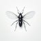 Gnat In Georgia O\\\'keeffe Style: Black Fly On White Background