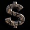 Gneiss Stone Dollar Sign isolated on Black Background.