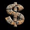 Gneiss Stone Dollar Sign isolated on Black Background.