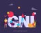 GNI, Gross National Income acronym. Concept with keywords, letters and icons. Colored flat vector illustration