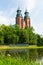 Gniezno Cathedral across pond