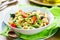 Gnocchi with Asparagus salad in Pesto dressing