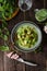 Gnocchi with bacon and basil spinach sauce