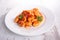 Gnocchi cooked with tomato sauce