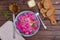 Gnocchi with cream beetroot sauce