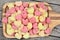 Gnocchi hearts on a cutting board