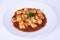 gnocchi with tomatoe sauce isolated white background Sao Paulo Brazil