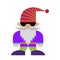 Gnome in black glasses. Cute Cartoon hipster character. Funny dwarf. Christmas Santa Claus..Modern flat design. Vector