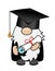 Gnome in graduate cap - Cute smiling happy troll with diploma.