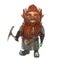 Gnome miner with pick and green crystal 3d illustration