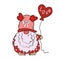 Gnome Valentine woman with heart shaped balloon in hand