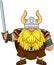 Gnome Viking Warrior Cartoon Character Holding A Sword